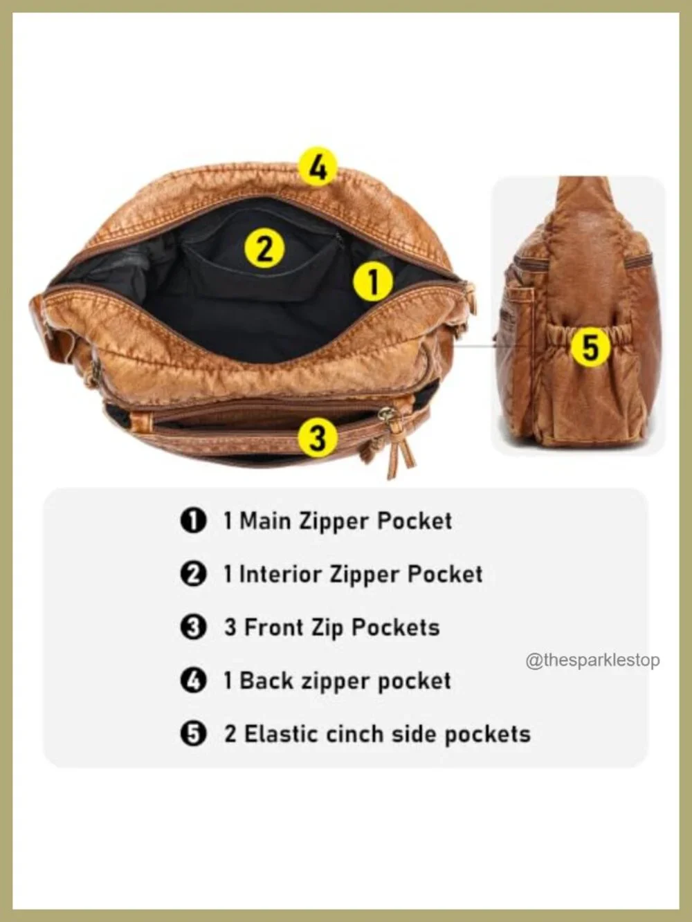 Multi-Pocket Hobo Shoulder Bag Soft Faux Leather Crossbody for Women